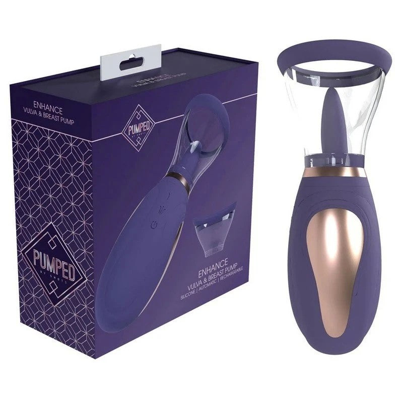 Shots Toys PUMPED Enhance Auto Vulva & Brest USB Rechargeable Ladies Pump Purple Pussy And Clit Toys