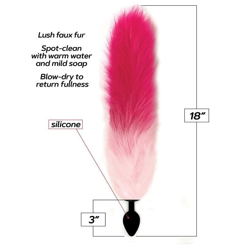 Icon Brands Foxy Fox Tail Silicone Butt Plug with Tail Pink Gradient 46cm Butt Plugs