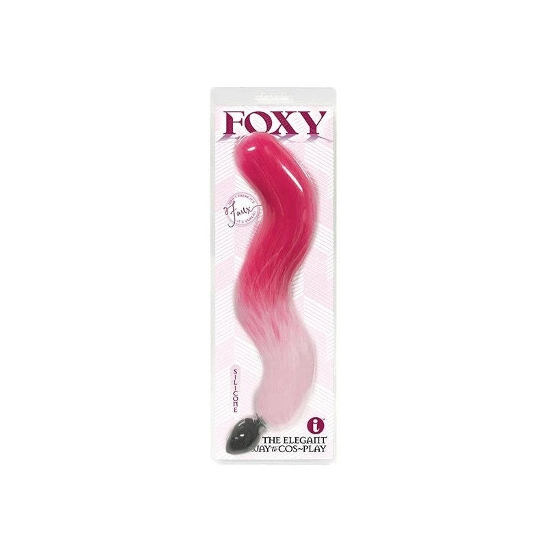 Icon Brands Foxy Fox Tail Silicone Butt Plug with Tail Pink Gradient 46cm Butt Plugs