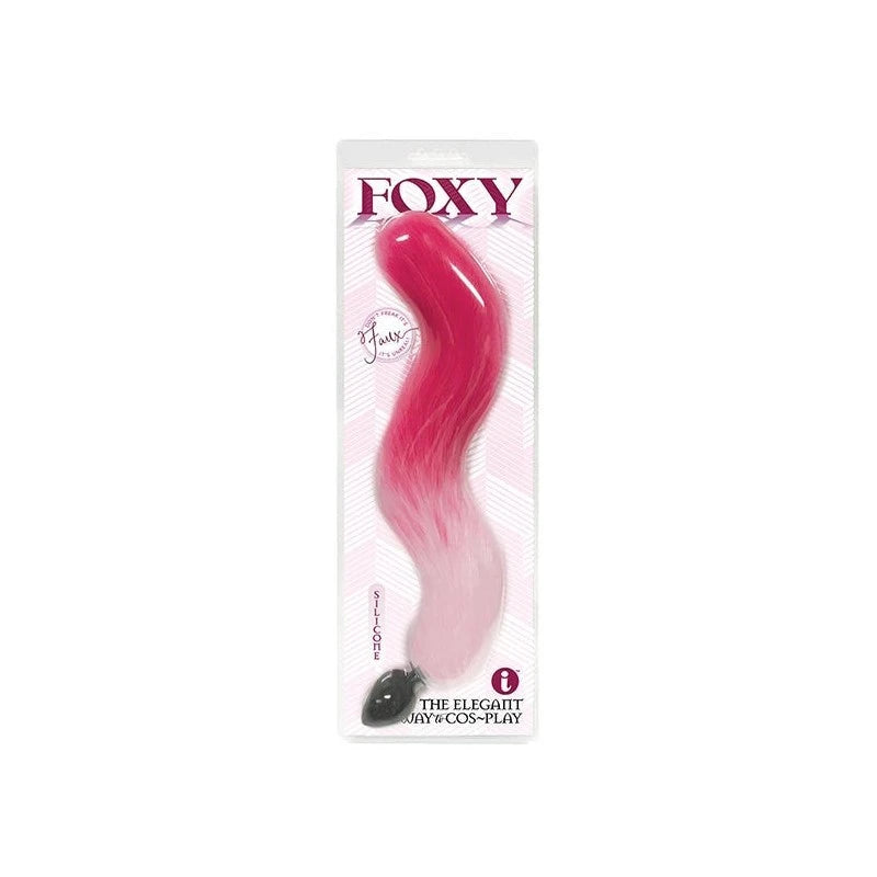 Icon Brands Foxy Fox Tail Silicone Butt Plug with Tail Pink Gradient 46cm Butt Plugs