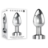 Gender X ROCKIN USB Rechargeable Vibrating Butt Plug XL Chrome Butt Plugs
