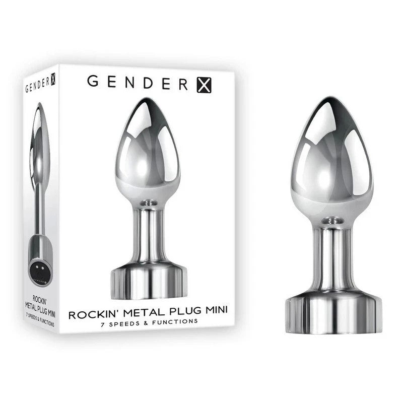 Gender X ROCKIN USB Rechargeable Vibrating Mini Butt Plug Chrome Butt Plugs