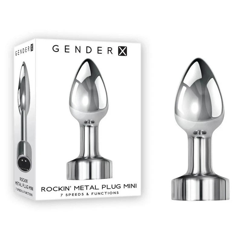 Gender X ROCKIN USB Rechargeable Vibrating Mini Butt Plug Chrome Butt Plugs