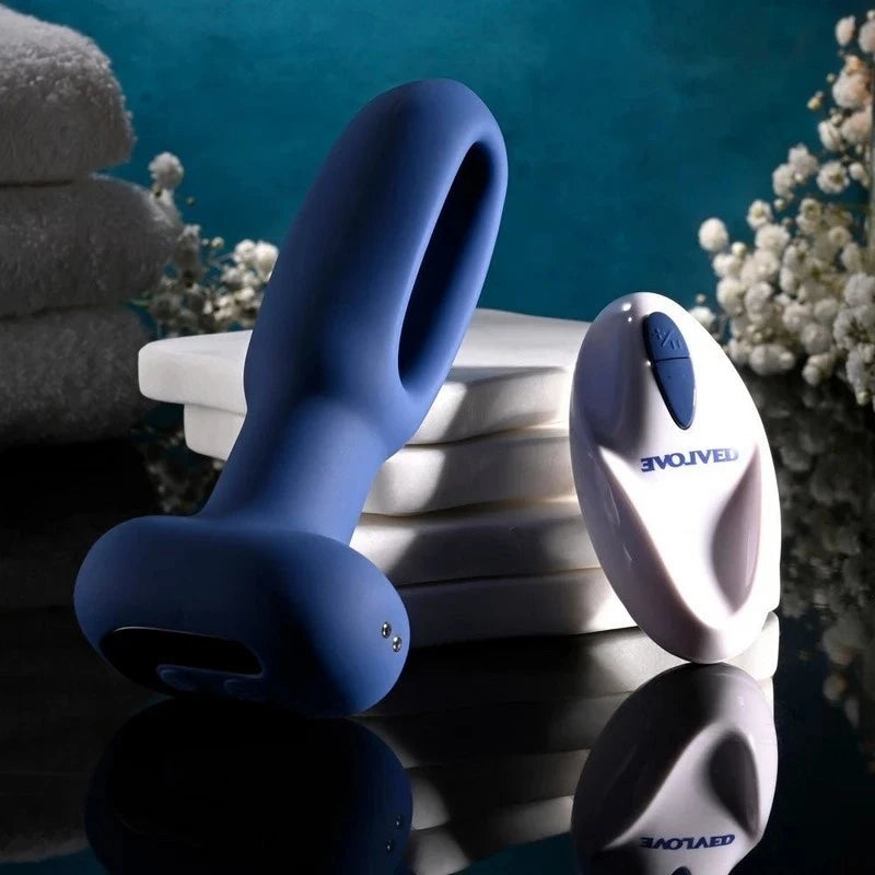 Evolved THE FLAPPER Vibrating and Flapping Butt Plug with Remote Blue Butt Plugs