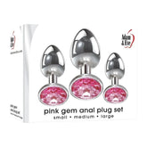 Adam and Eve Pink Gem 3 Sizes Metallic Anal Plug Set Butt Plugs