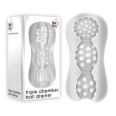 Adam and Eve Triple Chamber Ball Drainer Male Masturbator Sleeve Clear Masturbators and Strokers