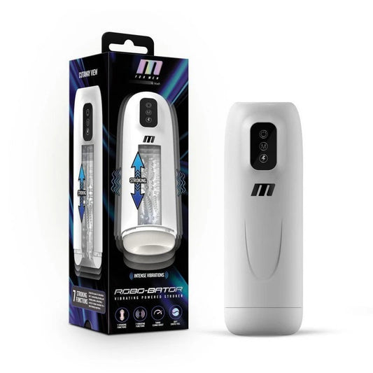 Blush Novelties M For Men Robo-Bator USB Rechargeable Vibrating Mens Stroker White - Masturbators and Strokers