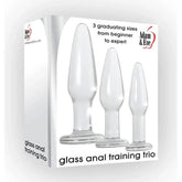 Adam and Eve Glass Anal Training Trio Butt Plugs Set of 3 Sizes Clear Butt Plugs