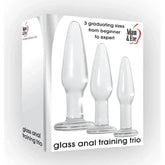 Adam and Eve Glass Anal Training Trio Butt Plugs Set of 3 Sizes Clear Butt Plugs