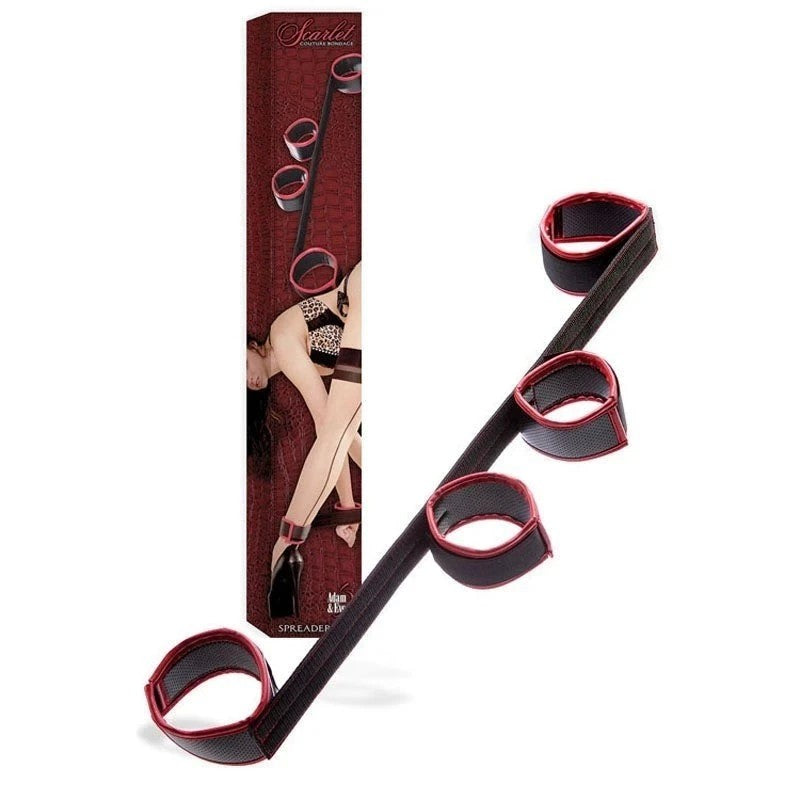 Adam and Eve Scarlet Couture Bondage Spreader Bar Black/Red Cuffs And Restraints