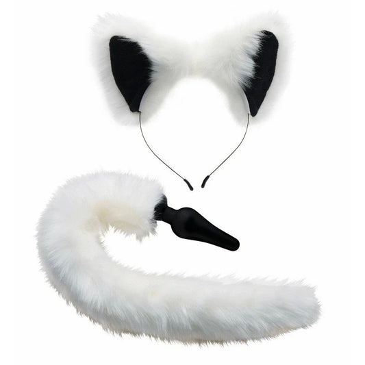 Tailz White Fox Tail Anal Plug and Ears Set - Butt Plugs