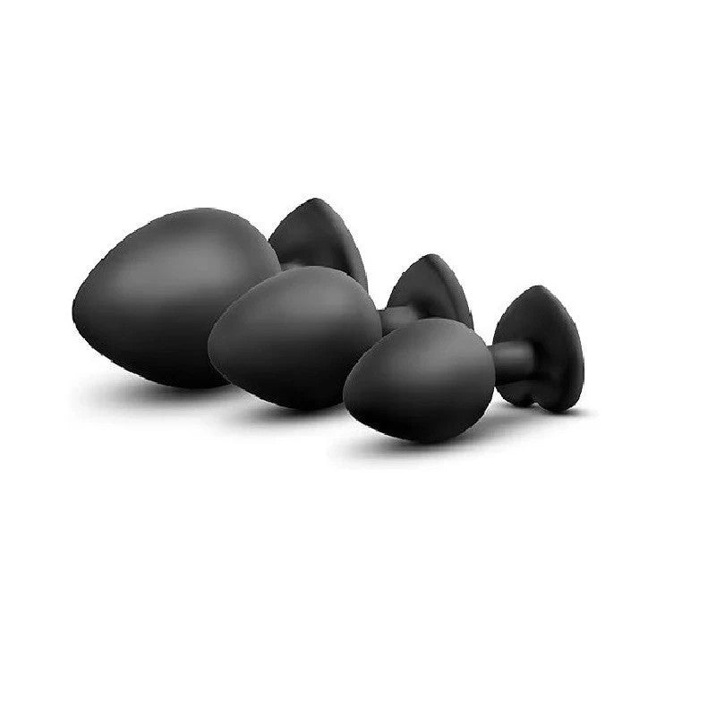 Luxe Bling Anal Plugs Training Kit Black With Rainbow Gems Butt Plugs