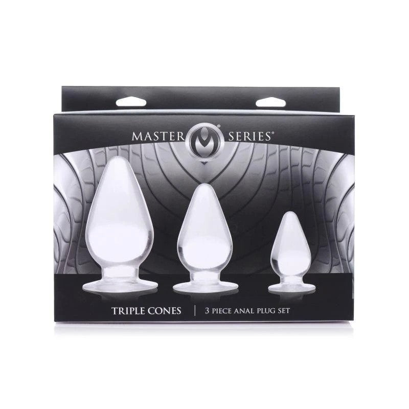 Master Series Triple Cones Anal Plug Set 3 Piece Clear Butt Plugs