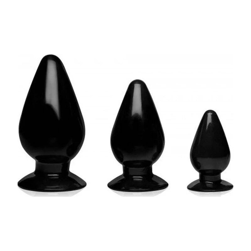 Master Series Triple Cones Anal Plug Set Black 3 Piece Butt Plugs