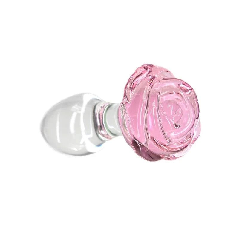 Pillow Talk Rosy Luxurious Glass Anal Plug With Clear Gem Butt Plugs