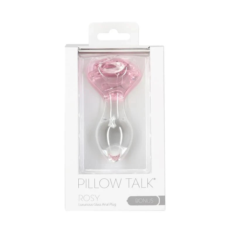 Pillow Talk Rosy Luxurious Glass Anal Plug With Clear Gem Butt Plugs