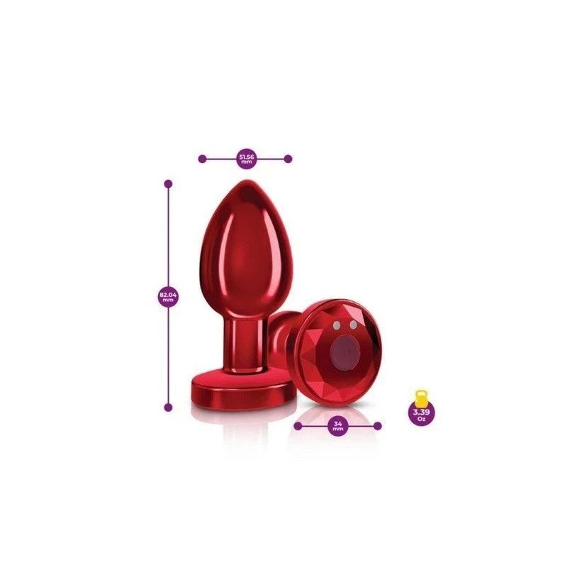 Cheeky Charms Red Rechargeable Vibrating Metal Butt Plug With Remote Butt Plugs