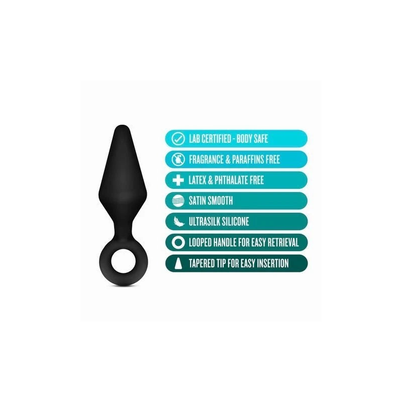 Blush Novelties Anal Adventures Platinum Loop Butt Plug Kit 3 Sizes Black Butt Plugs