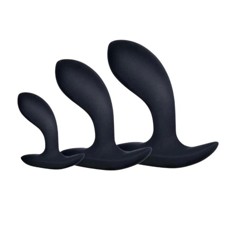 Excellent Power Kick Up Anal Trainer Butt Plugs 3 Sizes Set Black Butt Plugs