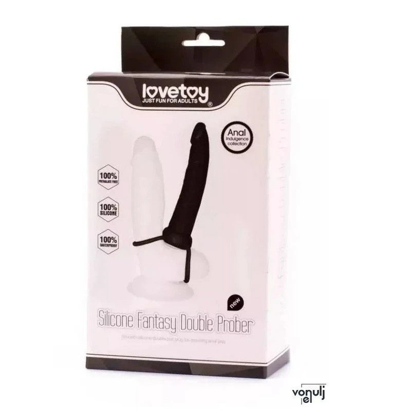 Lovetoy Anal Indulgence Collection Silicone Fantasy Double Prober Black Anal Dildos