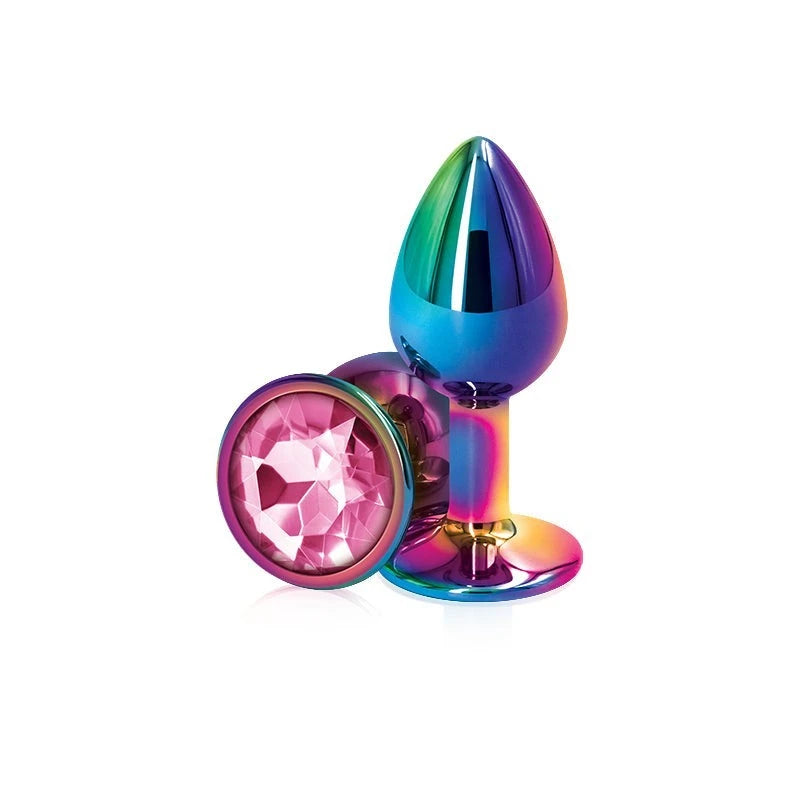 NS Novelties Rear Assets Multi Coloured Gem Base Metal Butt Plug Small Butt Plugs
