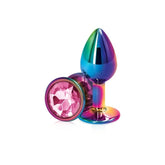 NS Novelties Rear Assets Multi Coloured Gem Base Metal Butt Plug Small Butt Plugs
