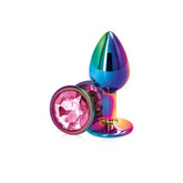NS Novelties Rear Assets Multi Coloured Gem Base Metal Butt Plug Small Butt Plugs