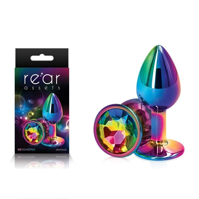 NS Novelties Rear Assets Multi Coloured Gem Base Metal Butt Plug Small Butt Plugs