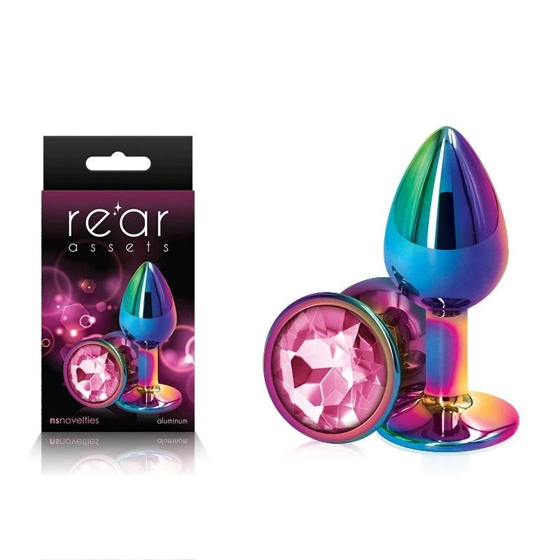 NS Novelties Rear Assets Multi Coloured Gem Base Metal Butt Plug Small Butt Plugs