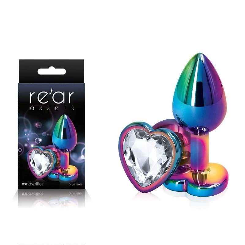 NS Novelties Rear Assets Multi Coloured Heart Shape Gem Base Butt Plug Small Butt Plugs