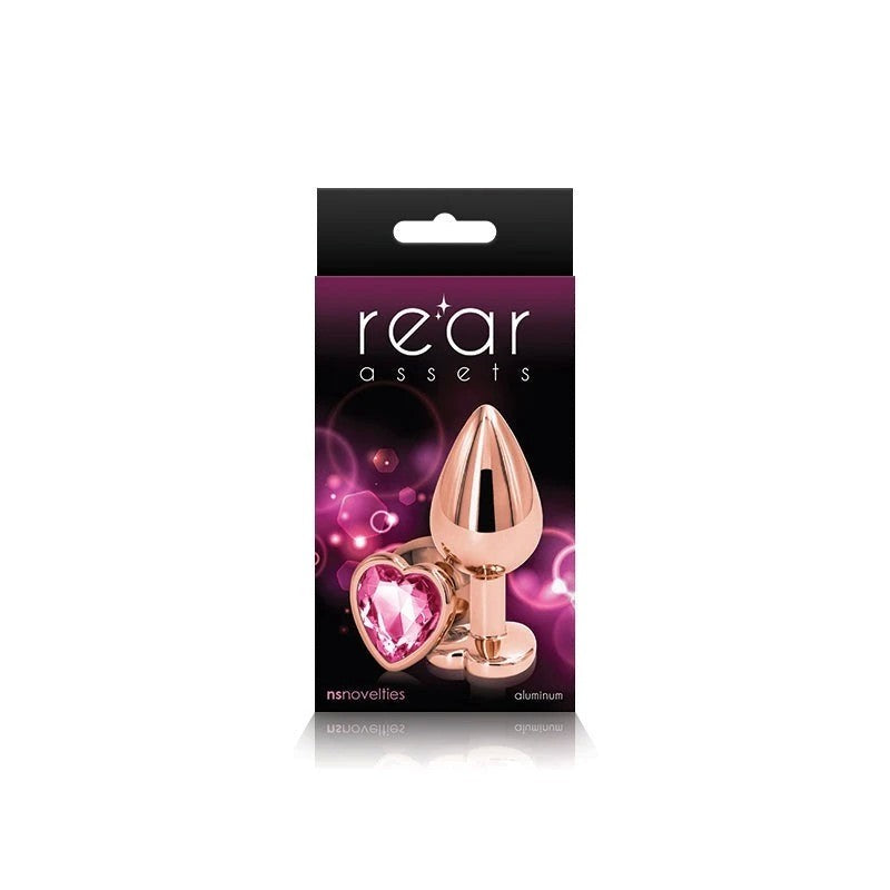 NS Novelties Rear Assets Rose Gold Heart Gem Base Metal Anal Plug Medium Butt Plugs