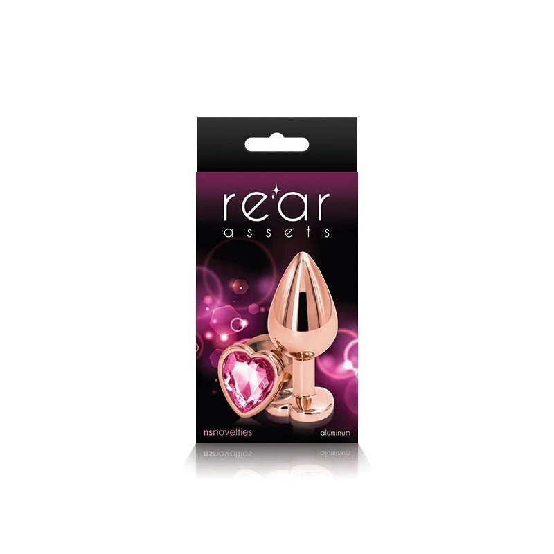 NS Novelties Rear Assets Rose Gold Heart Gem Base Metal Anal Plug Medium Butt Plugs