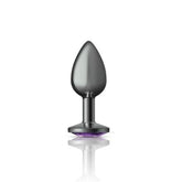 Cheeky Charms Gunmetal Round Butt Plug With Purple Jewel Butt Plugs