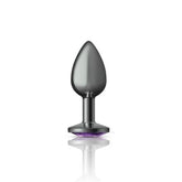 Cheeky Charms Gunmetal Round Butt Plug With Purple Jewel Butt Plugs