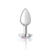 Cheeky Charms Silver Metal Anal Plug With Heart Clear Jewel Butt Plugs