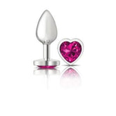 Cheeky Charms Silver Metal Butt Plug With Heart Pink Jewel Butt Plugs
