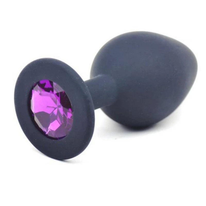 Daytona Black Silicone Anal Plug With Purple Diamond Butt Plugs
