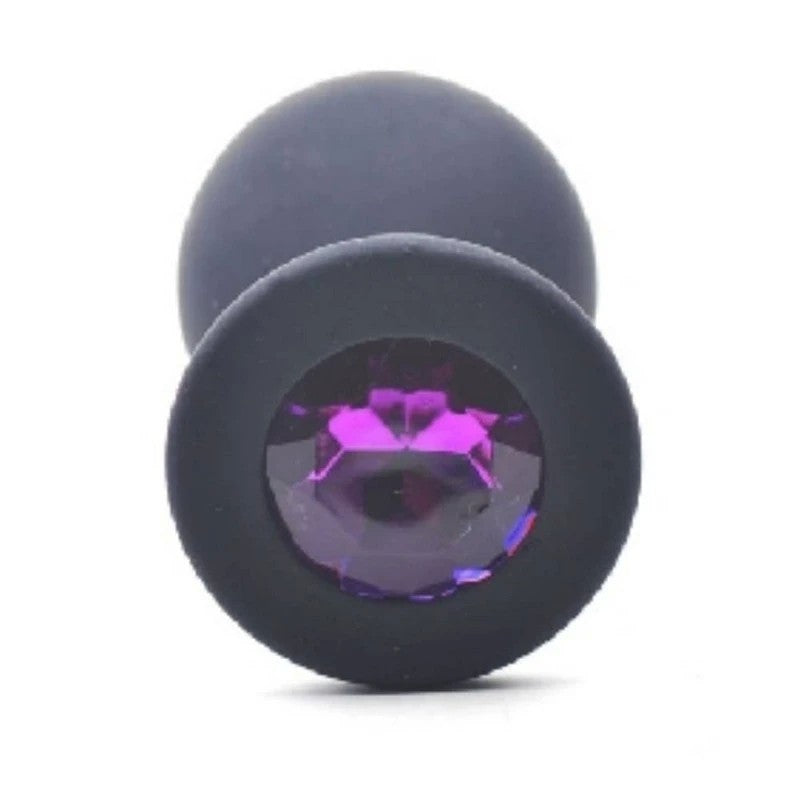 Daytona Black Silicone Anal Plug With Purple Diamond Butt Plugs