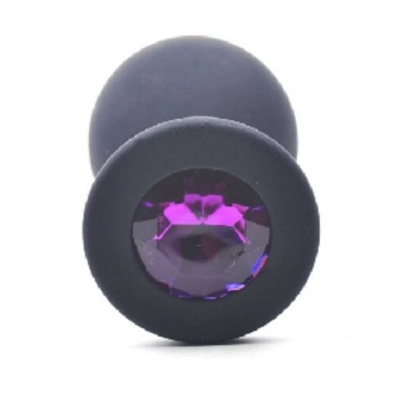 Daytona Black Silicone Anal Plug With Purple Diamond Butt Plugs