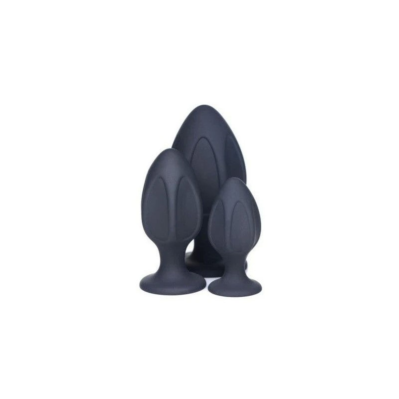Master Series Triple Juicers Silicone Anal Plug Set Black Butt Plugs