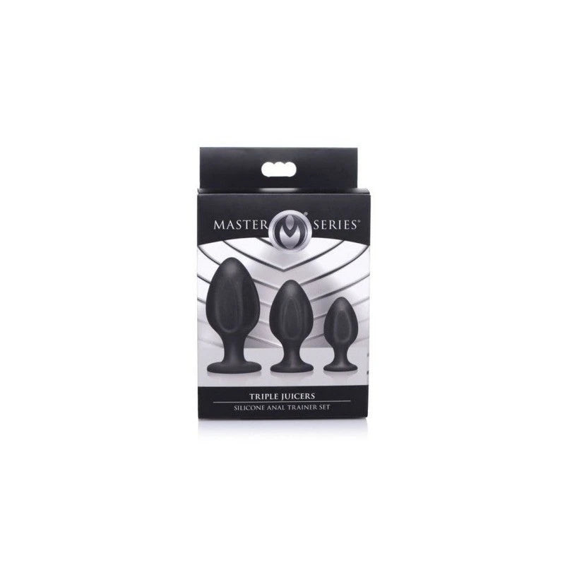 Master Series Triple Juicers Silicone Anal Plug Set Black Butt Plugs