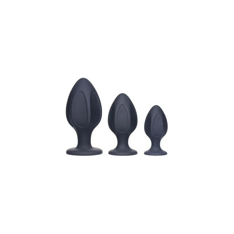 Master Series Triple Juicers Silicone Anal Plug Set Black Butt Plugs