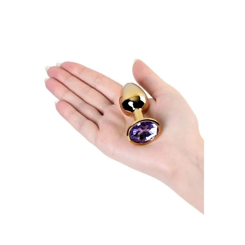 Metal Gold Metal Anal Plug With Coloured Gem Small Butt Plugs