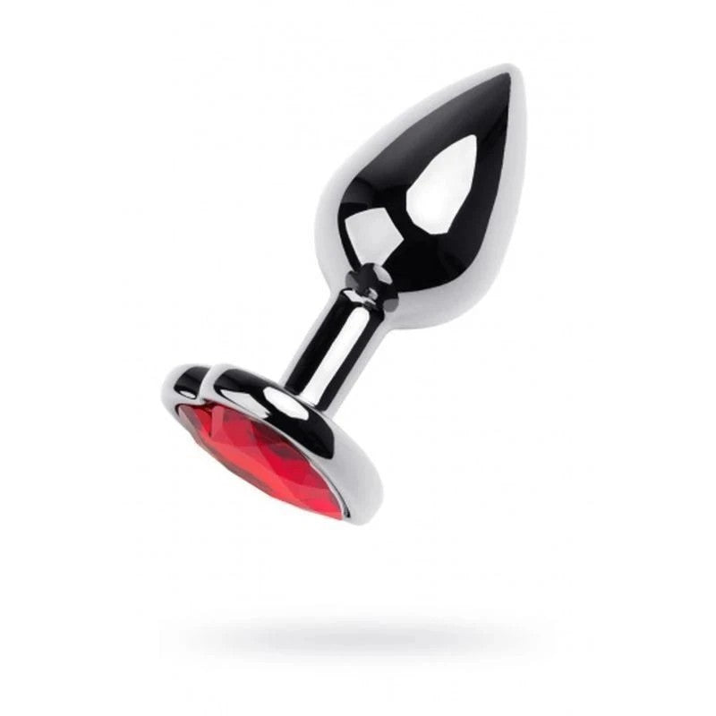 Metal Silver Metal Butt Plug With Heart Shaped Coloured Gem Small Butt Plugs