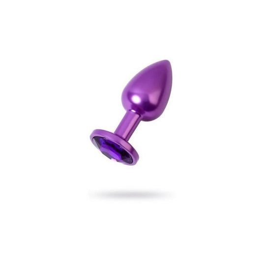 Metal Purple Metal Anal Plug With Purple Crystal Gem Small - Butt Plugs