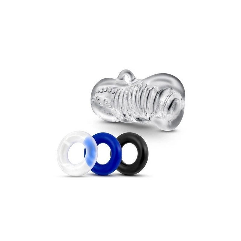 Quickie Kit Jerk Off Mens Stroker With Cock Rings Clear Masturbators and Strokers