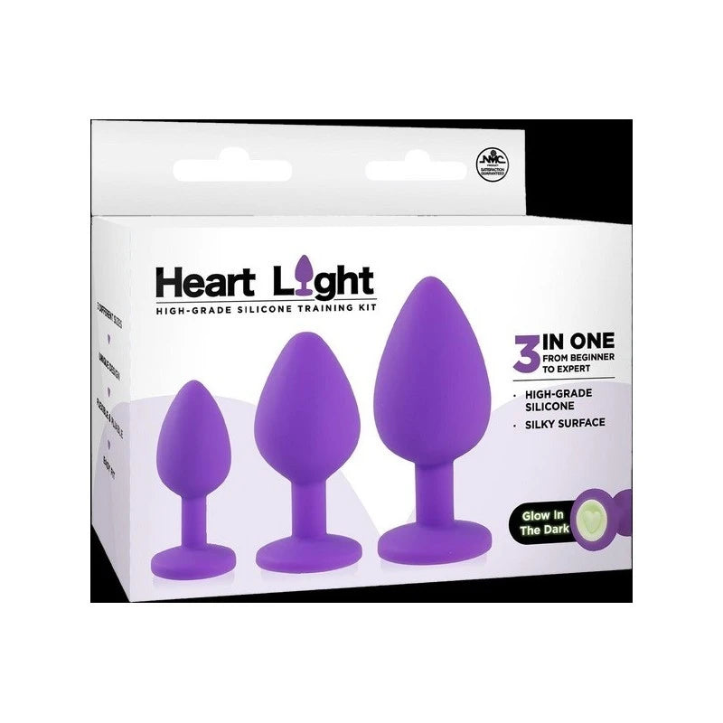 Heart Light Silicone Anal Training Kit Butt Plugs