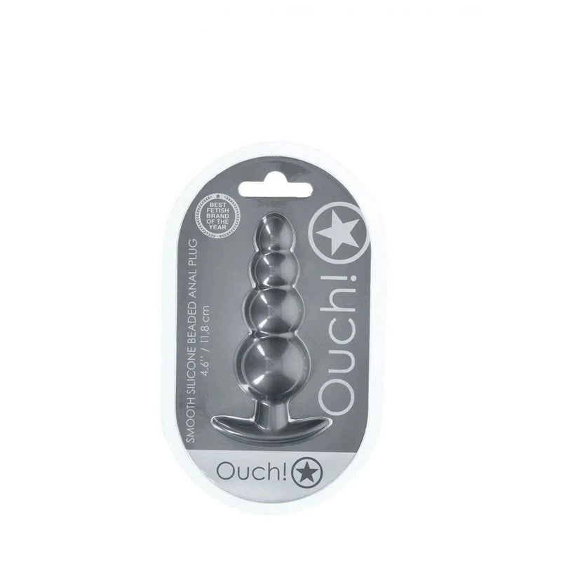 Shots OUCH! 11.7 cm Beaded Metallic Silicone Anal Plug Butt Plugs