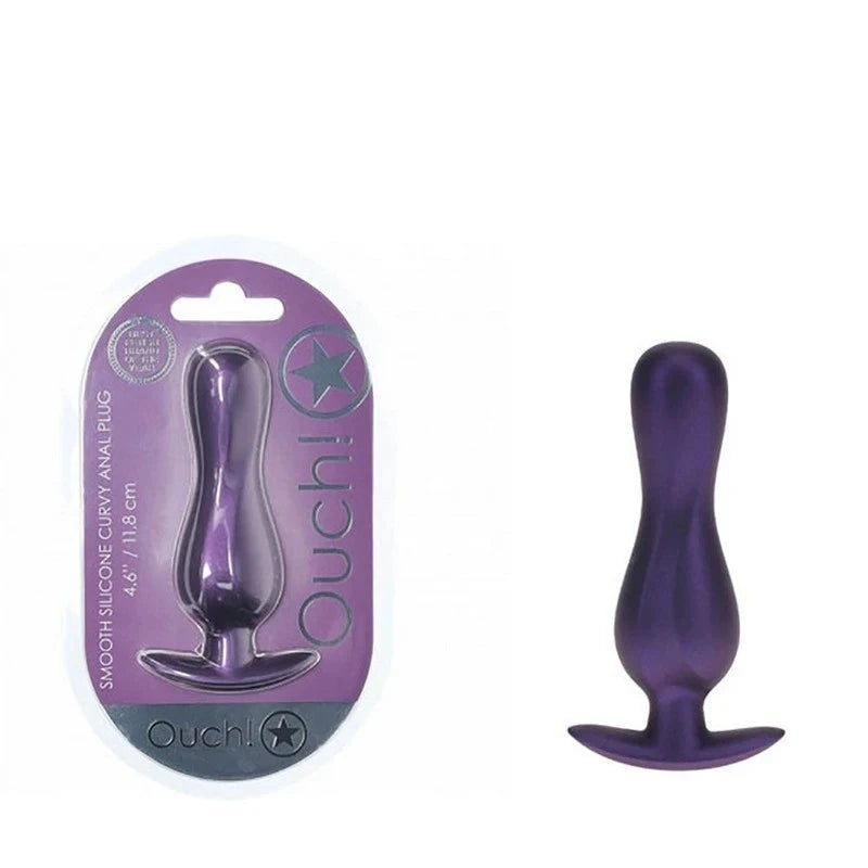Shots OUCH! Curvy 11.7 cm Metallic Silicone Anal Plug Butt Plugs