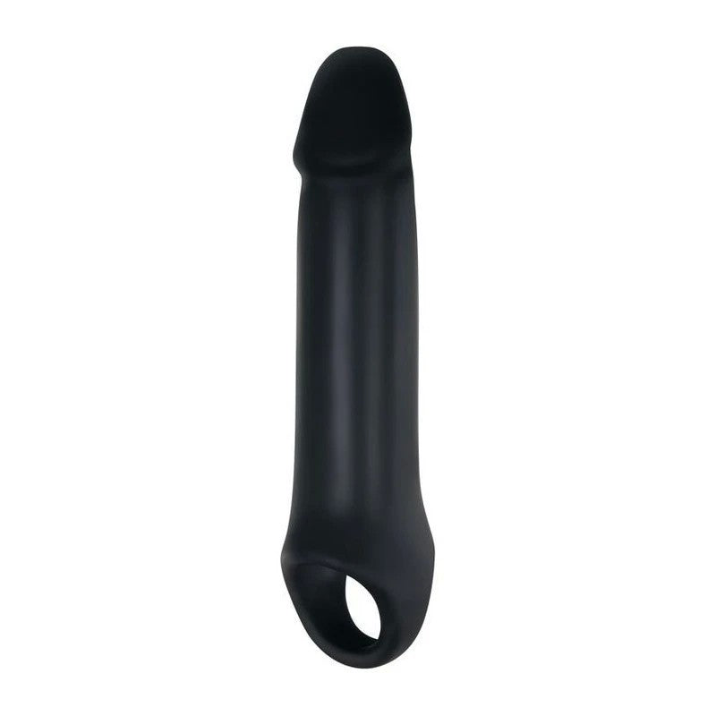 Adam And Eve Adams Fantasy Penis Extension Sleeve With Ball Strap Black Penis Sleeves and Extenders